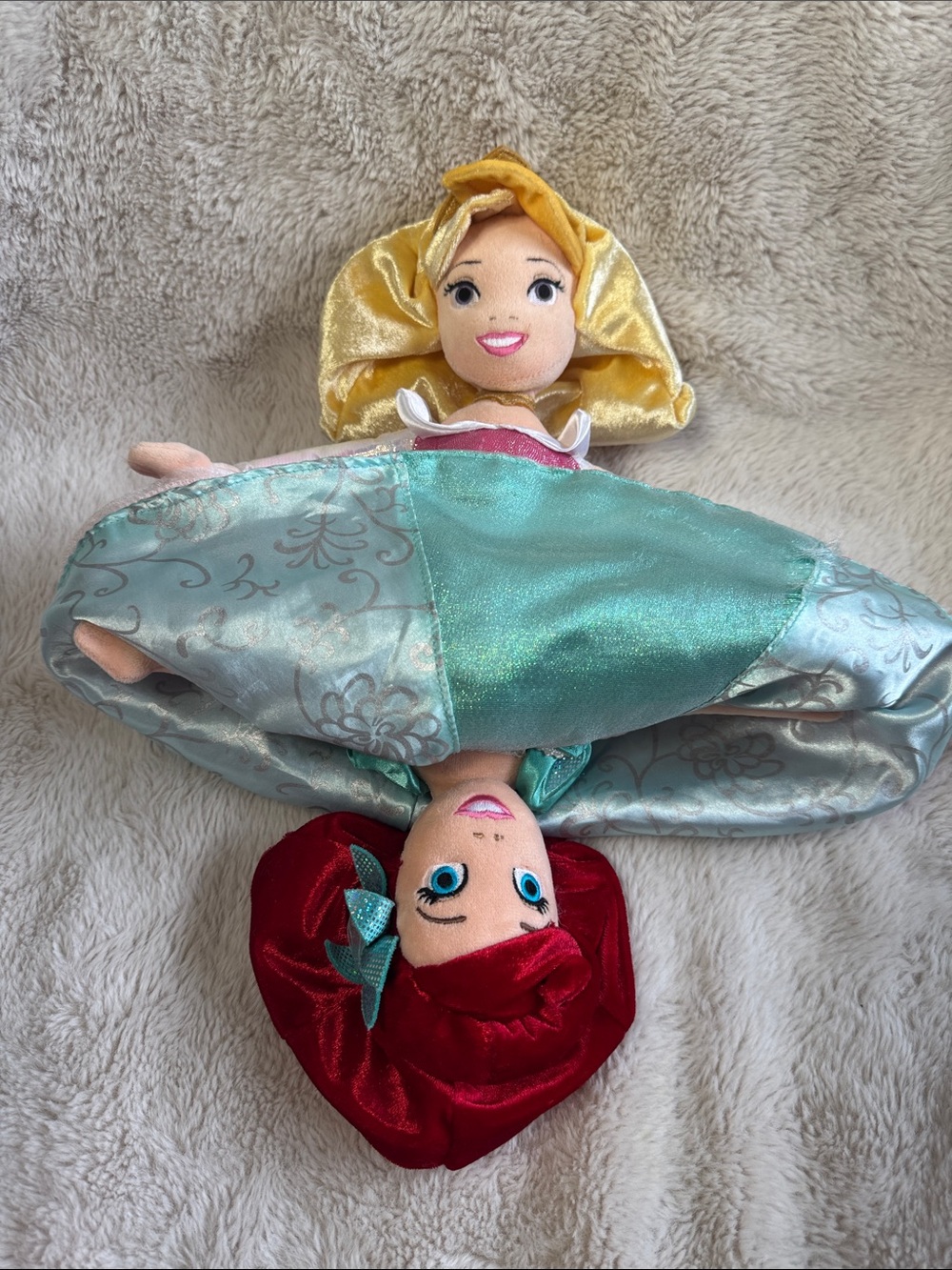 Disney Parks ARIEL & AURORA Princess Reversible Topsy Turvy Flip Doll 14" Plush